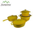 Gelber runder Emaille-Bräter Pan Kitchen Cookware Set